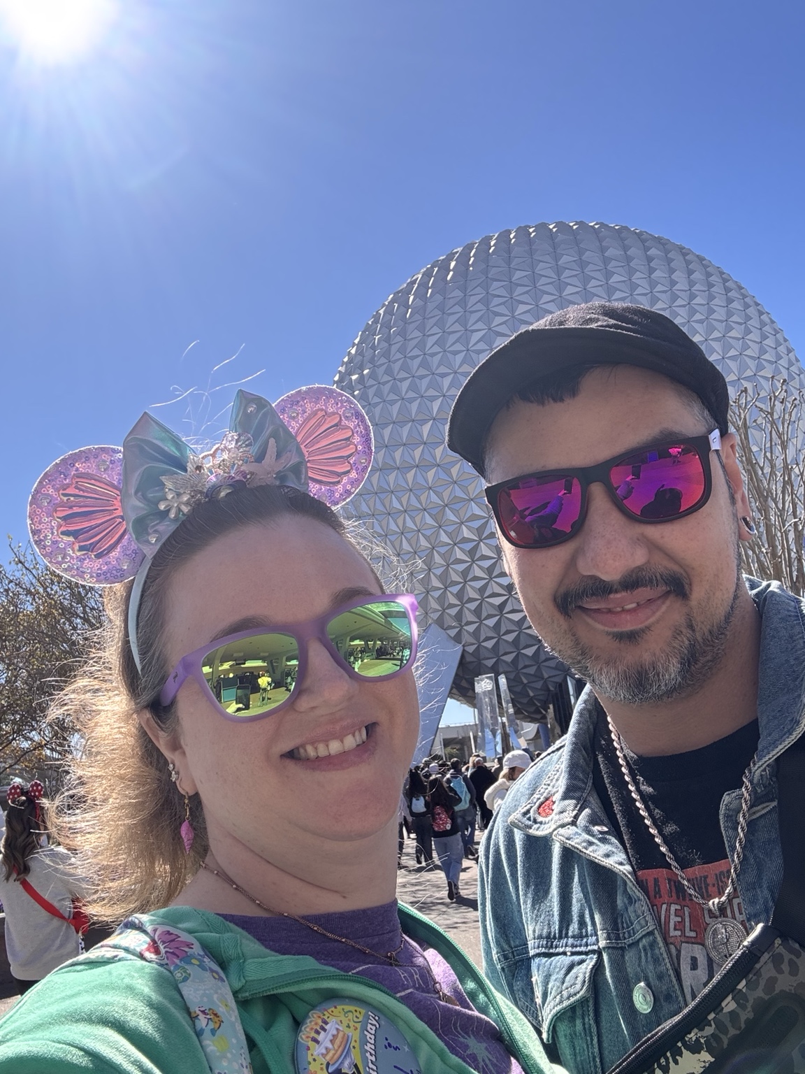 Marcus and Kasi enjoying a Disney day at EPCOT